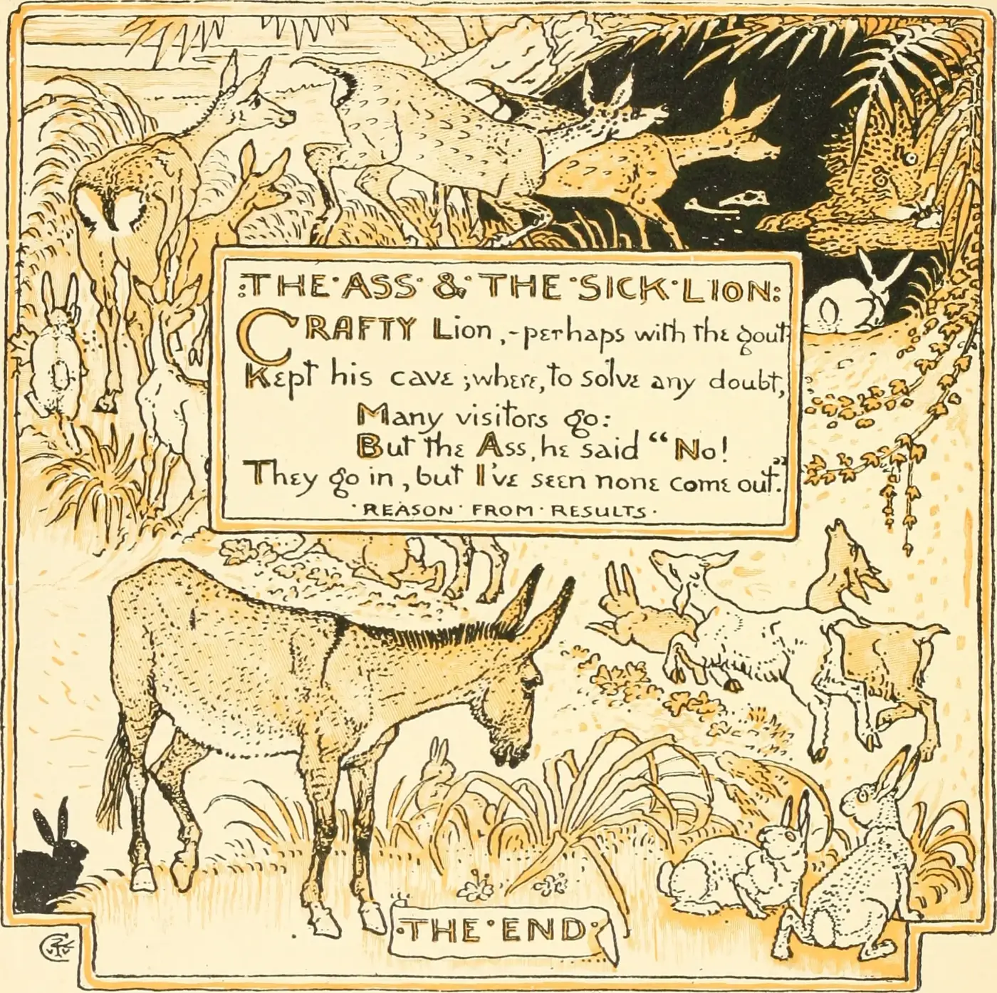 Walter Crane, The Ass and the Sick Lion, from The Baby’s Own Aesop