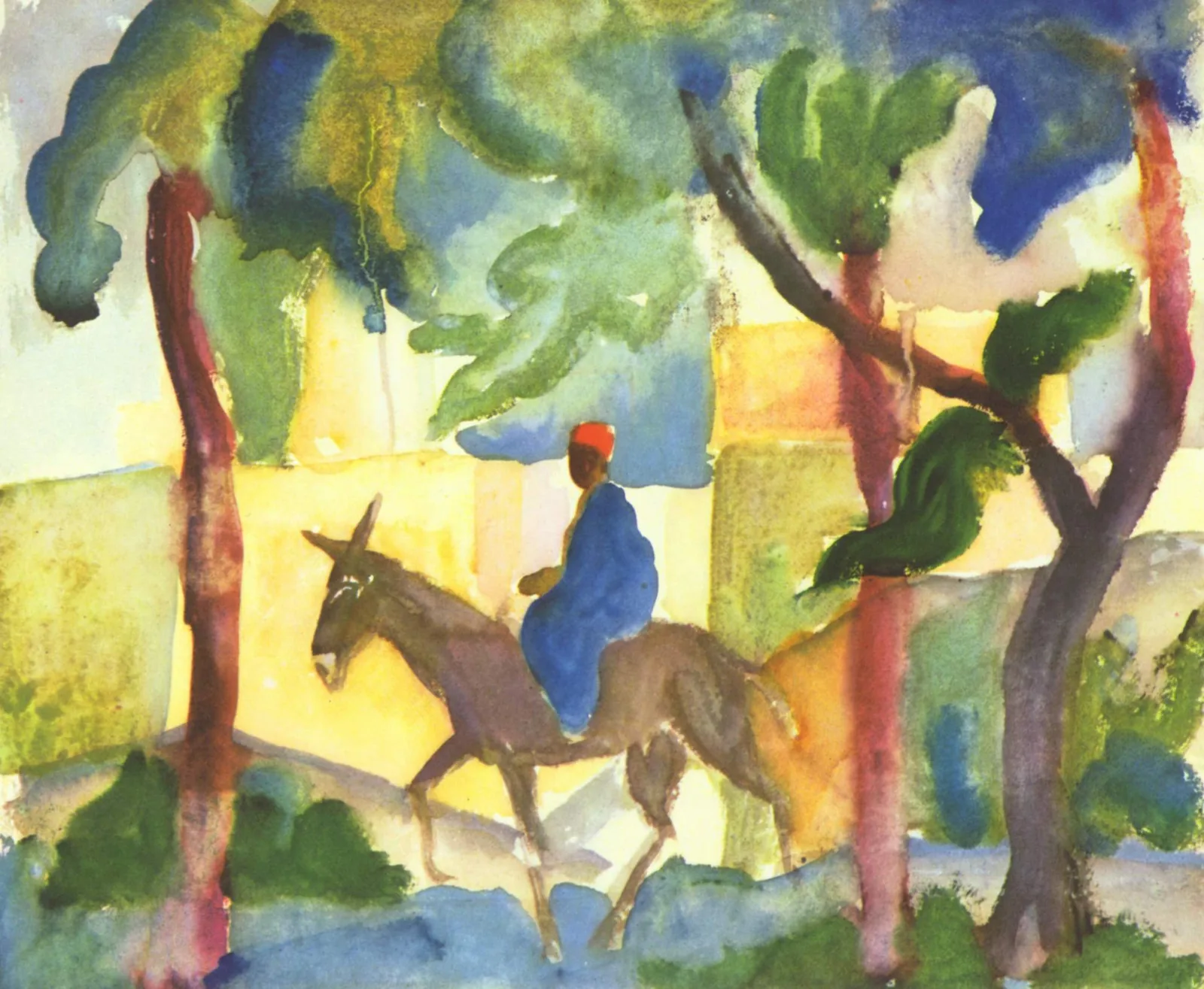 August Macke, a man on a donkey, from the Tunisian journey