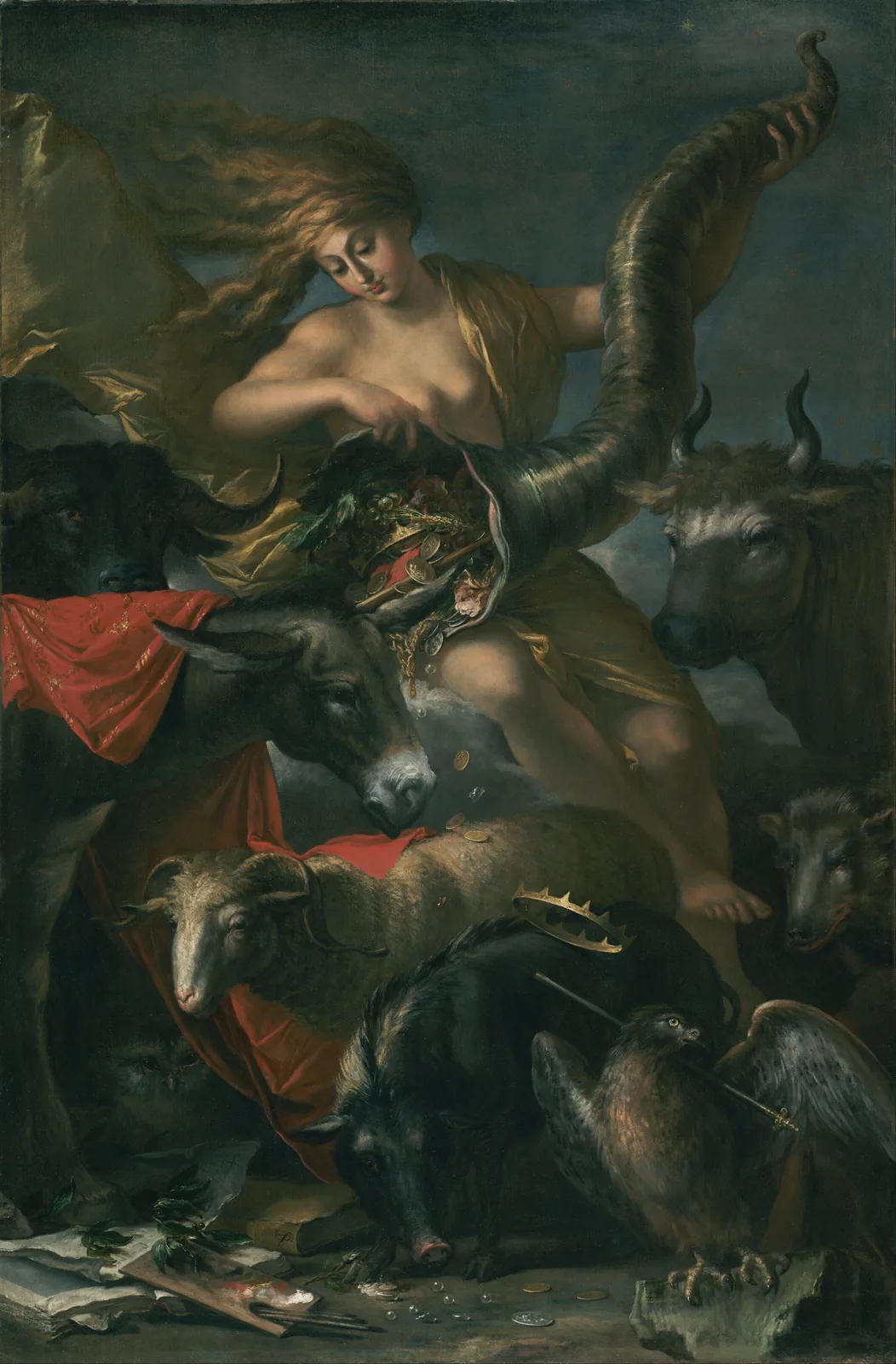 Salvator Rosa, Allegory of Fortune: her gifts fall on the animals