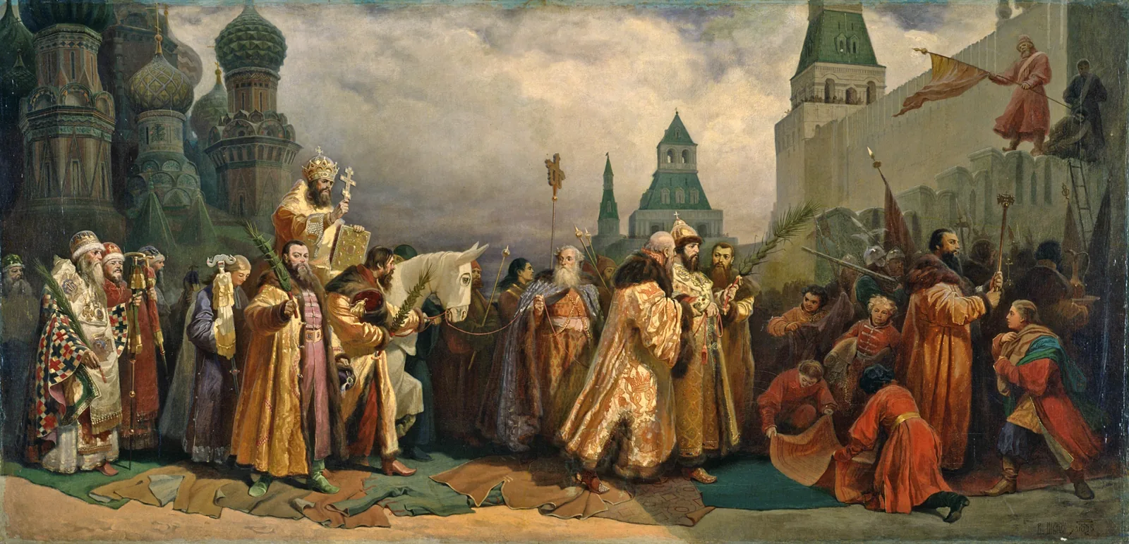 Vyacheslav Schwarz, Palm Sunday in Moscow: the Tsar leads the Patriarch’s donkey