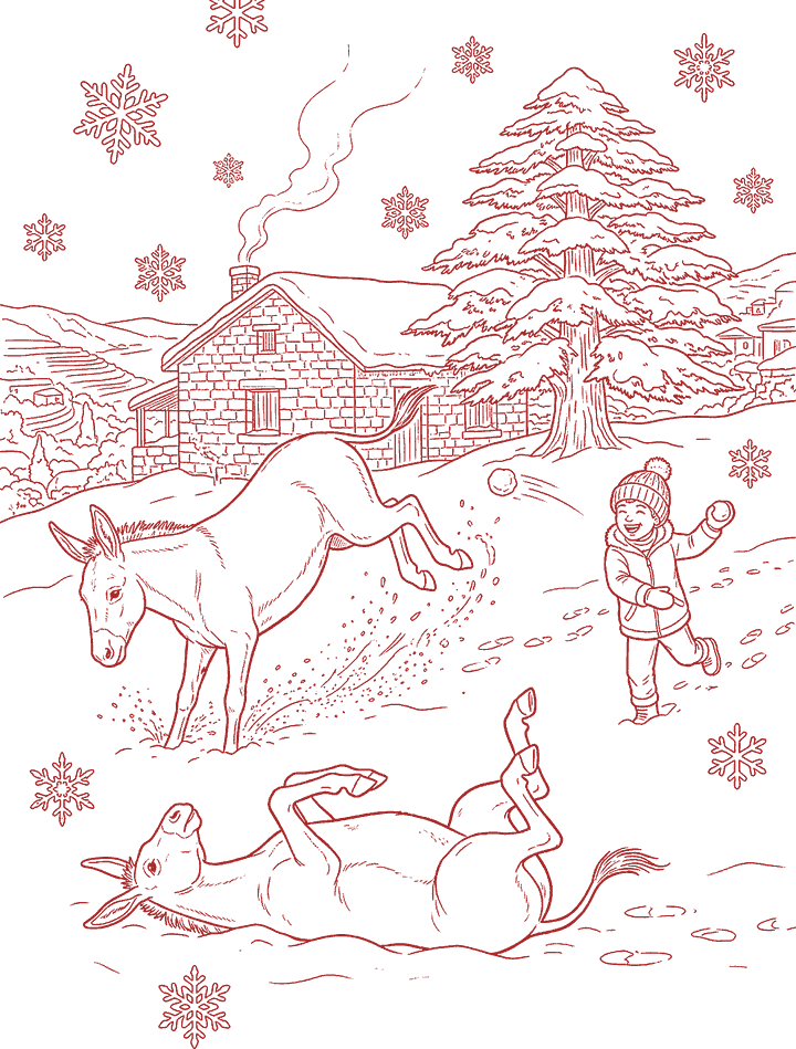 Red line drawing: Snow Day!