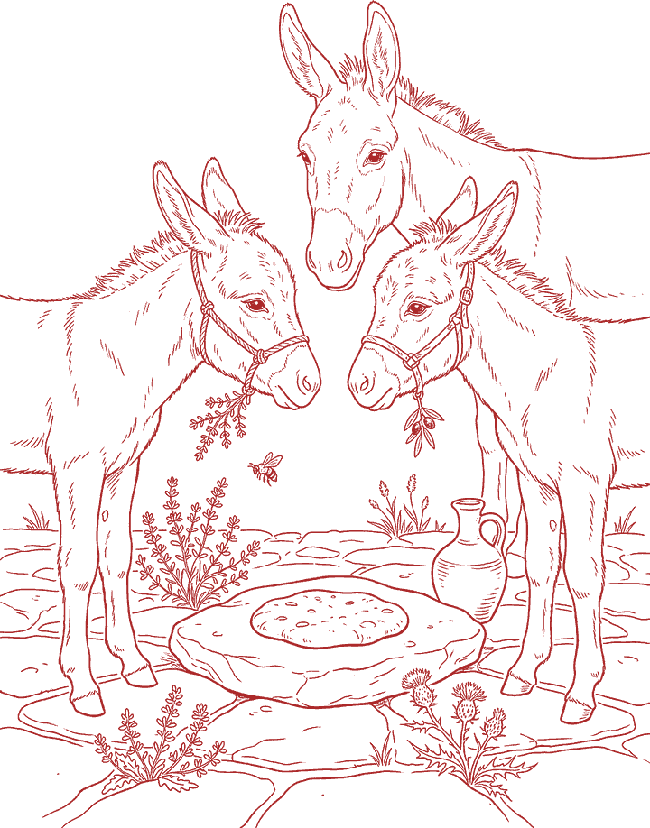 Red line drawing: Zaatar and Zeit