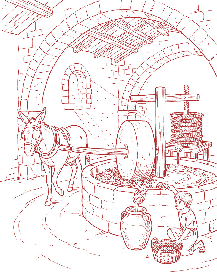 Red line drawing: The Circle That Made Oil